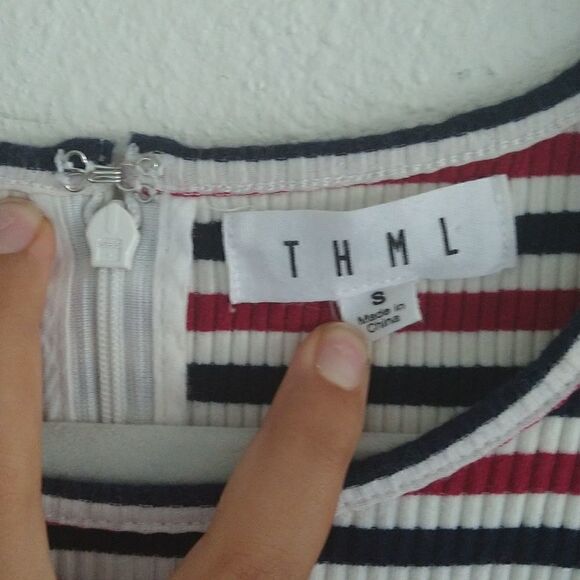THML Stripe Dress Sleeveless Blue and Red Size Small - Picture 3 of 5